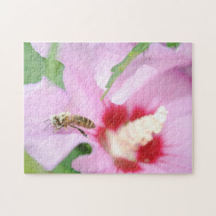 Rosa Hibiskus Blume und Honey Beautiful Niedlich Puzzle