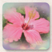 Rosa Hibiskus Blume Untersetzer (Vorderseite)