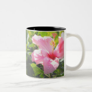 Rosa Hibiskus Blume Zweifarbige Tasse