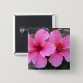 Rosa Hibiskus-Blumen Button (Vorne & Hinten)