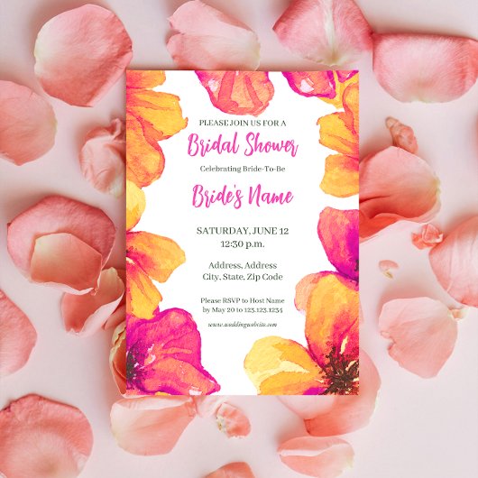 Rosa Hibiskus Blumendusche Einladung