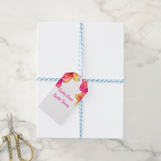 Rosa Hibiskus Blumendusche Einladung Geschenkanhänger (Mit Garn)