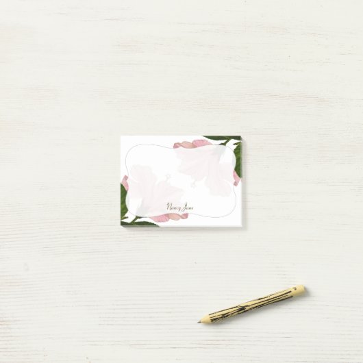 Rosa Hibiskus Blumenfotografie - Halterung Post-it Klebezettel (Auf Schreibtisch)