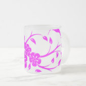 Rosa Hibiskus-Blumenmuster-Kaffeetasse Mattglastasse (VorderseiteRechts)