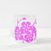 Rosa Hibiskus-Blumenmuster-Kaffeetasse Mattglastasse (Vorderseite Links)