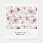 Rosa Hibiskus-Blüten Hochzeit Serviette (Vorderseite)