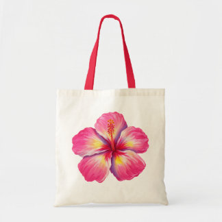 Rosa Hibiskus-Blüten-Tasche Tragetasche