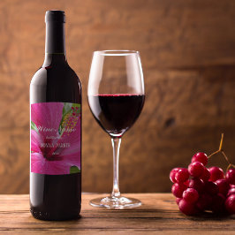 Rosa Hibiskus Blütenblüte Personalisiert Weinetikett