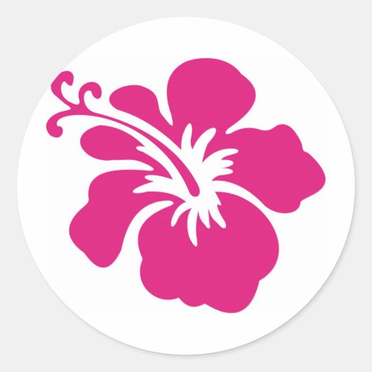 Rosa Hibiskus Design Runder Aufkleber (Vorderseite)