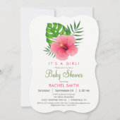 Rosa Hibiskus Flower Girl Kinderdusche Einladung (Vorderseite)