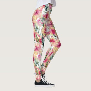 Rosa Hibiskus Garden Leggings