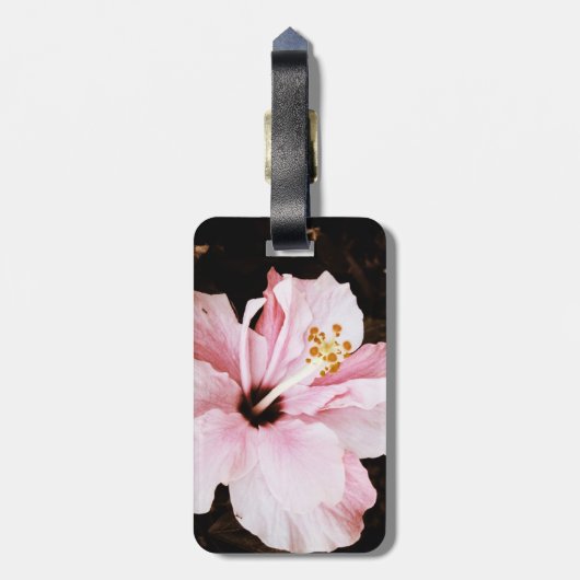 Rosa Hibiskus Gepäckanhänger (Rückseite vertikal)