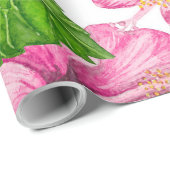 Rosa Hibiskus Geschenkpapier (Rolleneckpunkt)