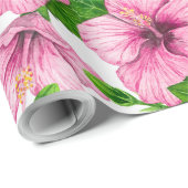 Rosa Hibiskus Geschenkpapier (Rolleneckpunkt)
