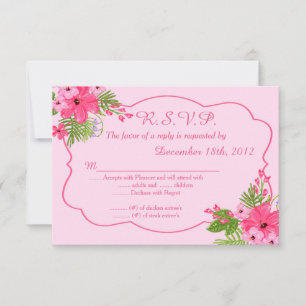 Rosa Hibiskus Hawaiian 3.5x5 R.S.V.P. Antwortkarte RSVP Karte