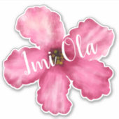 Rosa Hibiskus Hawaiian Custom-Cut Vinyl Sticker (Vorderseite)
