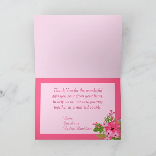 Rosa Hibiskus Hawaiian geklappt Dankeschön Karte (Innenseite)