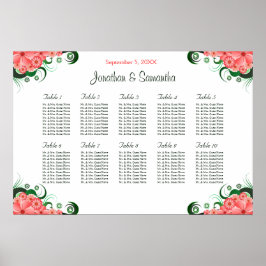 Rosa Hibiskus Hochzeit 10 Tische Sitzkarten Poster