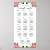 Rosa Hibiskus Hochzeit 14 Tische Sitzkarten Poster (Vorne)