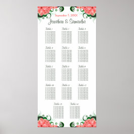 Rosa Hibiskus Hochzeit 14 Tische Sitzkarten Poster