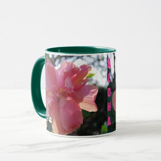 Rosa Hibiskus in Hawaii Tasse (Vorderseite Links)