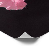 Rosa Hibiskus in Schwarz Poster (Ecke)