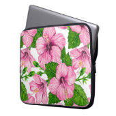 Rosa Hibiskus Laptopschutzhülle (Vorderseite Links)