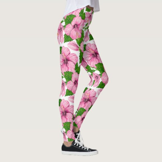 Rosa Hibiskus Leggings (Rechts)