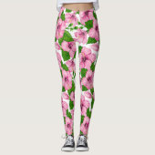 Rosa Hibiskus Leggings (Vorderseite)