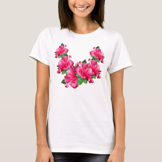 Rosa Hibiskus-Leu-Shirts T-Shirt (Vorderseite)