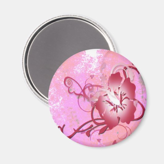 Rosa Hibiskus Magnet (Vorderseite/Rückseite)