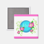 Rosa Hibiskus - Magnet (Vorderseite/Rückseite)