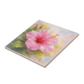 Rosa Hibiskus - Malstil Kunst Fliese (Seite)