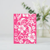 Rosa Hibiskus mit Friedenszeichen POSTCARDS für Wä Postkarte (Stehend Vorderseite)