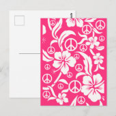 Rosa Hibiskus mit Friedenszeichen POSTCARDS für Wä Postkarte (Vorne/Hinten)