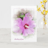 rosa Hibiskus mit Maskenrahmen Karte (Gelbe Blume)