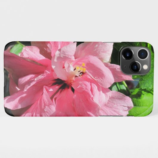 Rosa Hibiskus mit Raindrops iPhone Case Hülle (Rückseite (Horizontal))