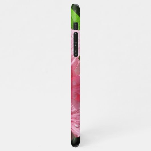 Rosa Hibiskus mit Raindrops iPhone Case iPhone Hülle (Linke Seite)