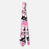 Rosa Hibiskus mit schwarzen Blätter Krawatte (Vorderseite)