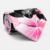 Rosa Hibiskus mit schwarzen Blätter Krawatte (Gerollt)