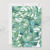 Rosa Hibiskus Monstera Leaf feierliche Hochzeit Einladung (Rückseite)