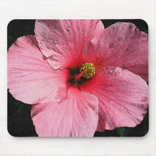 Rosa Hibiskus Mousepad (Vorne)