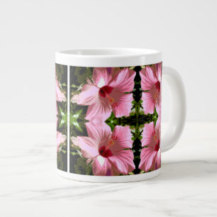 Rosa Hibiskus-Muster Jumbo-Tasse