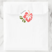 Rosa Hibiskus Personalisiert Runder Aufkleber (Tasche)