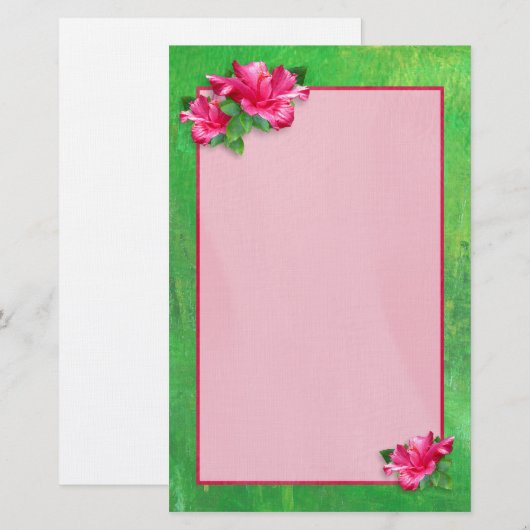 Rosa Hibiskus Queen Briefpapier (Vorne/Hinten)