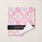 Rosa Hibiskus, rosa Blume, Ihr Name Badhandtuch Set (Waschlappen)