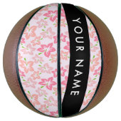 Rosa Hibiskus, rosa Blume, Ihr Name Basketball (Vertikal)