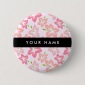 Rosa Hibiskus, rosa Blume, Ihr Name Button (Vorderseite)