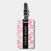 Rosa Hibiskus, rosa Blume, Ihr Name Gepäckanhänger (Vorderseite vertikal)