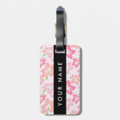 Rosa Hibiskus, rosa Blume, Ihr Name Gepäckanhänger (Rückseite vertikal)